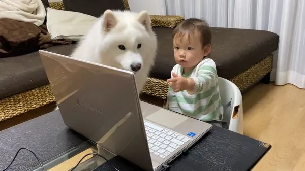 2人でパソコンの前にいる様子
