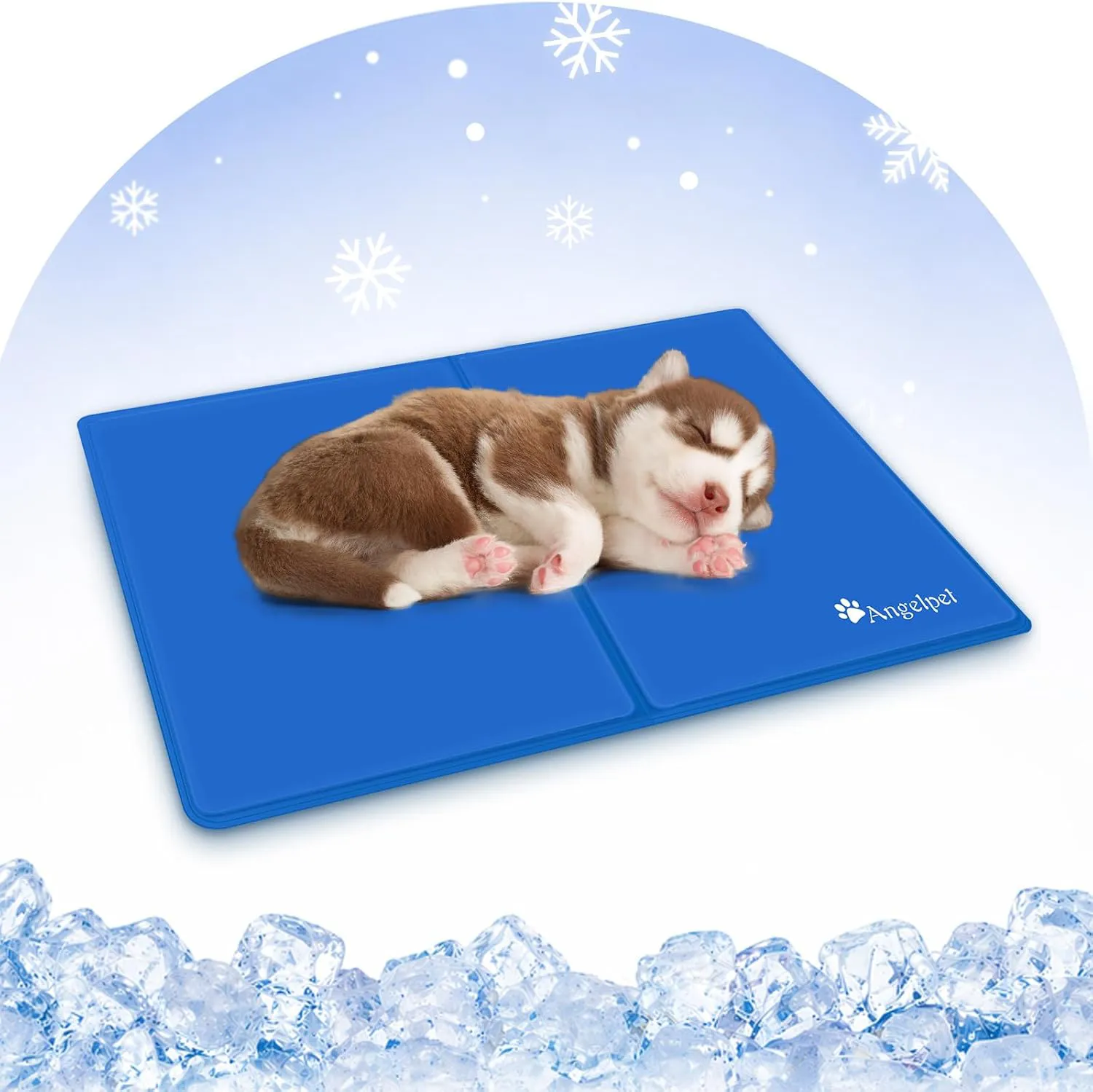 Angelpet ペット ひんやりマット【ペット専門家監修】犬 猫 夏用 クールマット 冷感ジェル 冷却マット ひんやりシート 暑さ対策 水・電気・冷蔵不要 折りたたみ 持ち運び 多用途 小中大型犬対応 40×30cm 純色ブルー