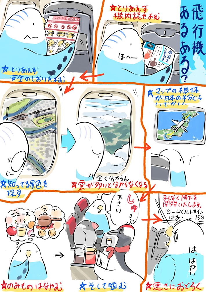 ほしさんが描いた『飛行機あるある』の画像