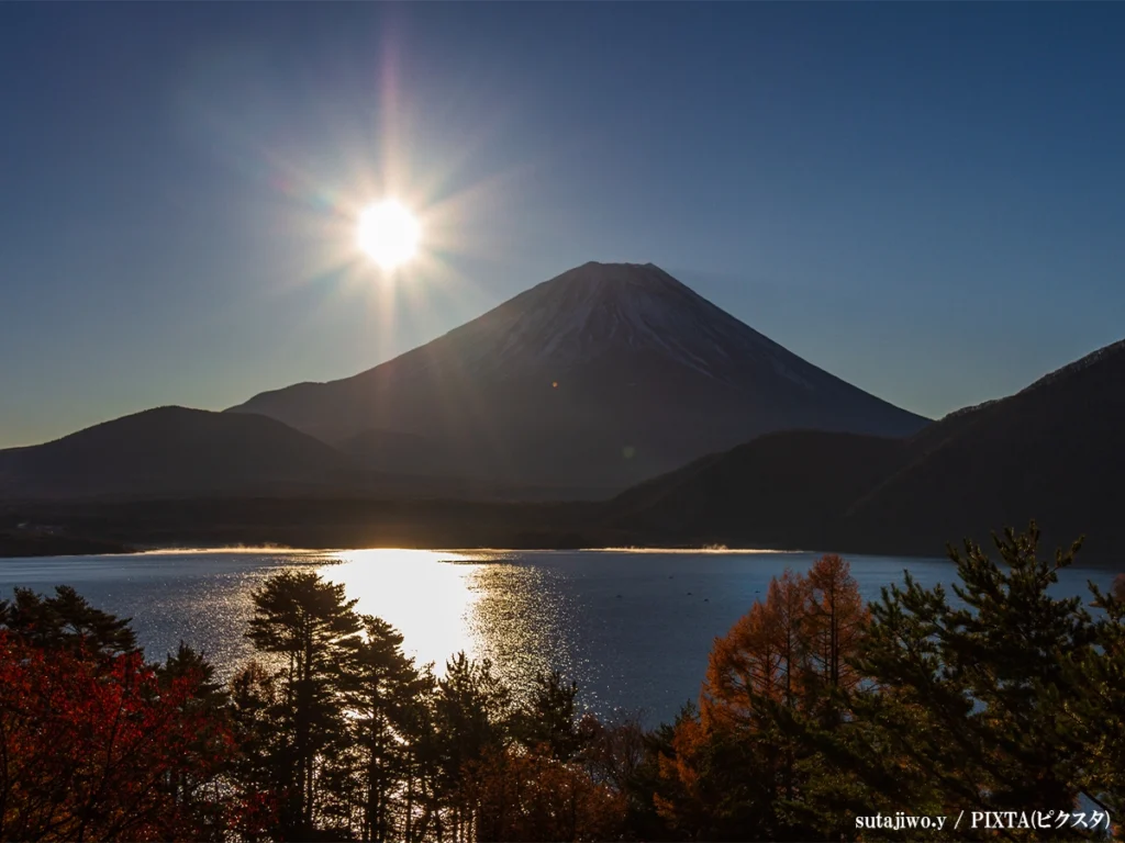 富士山と紅葉の画像
