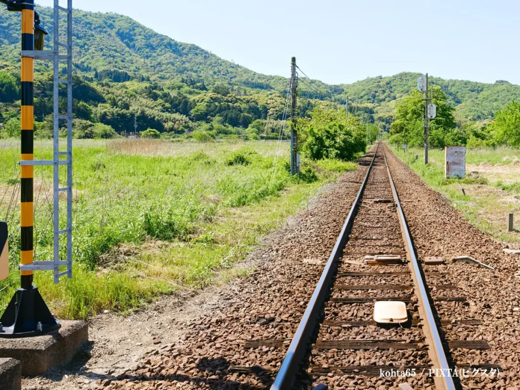 踏切と線路の写真